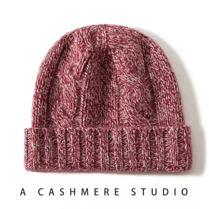 100% Cashmere Cable Knit Beanie