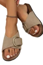 Elsie | Suede Band Buckle Slides