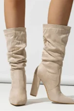Therese | Pleated Suede Heel Boots