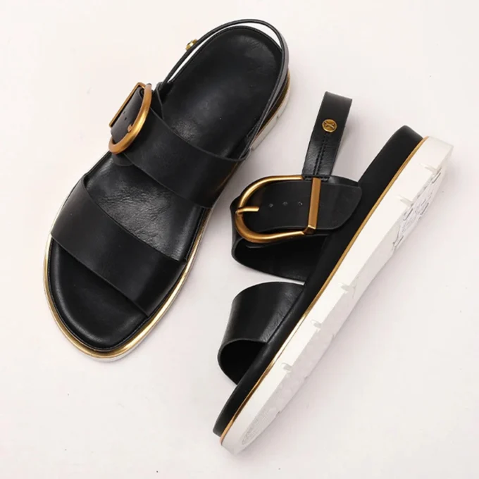Valeria | Cross Strap Gold Buckle Sandals