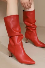 Agathe | Mid-Calf Slip-On Heel Boots