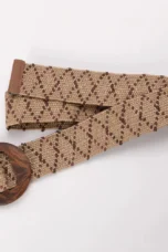 Woven Straw Belt, Wood Ring Buckle