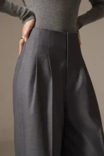 Octavie | Draped Cotton Wide Leg Trousers