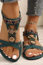 Salome | Beaded Floral Ankle Band Sandals