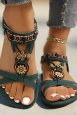 Salome | Beaded Floral Ankle Band Sandals