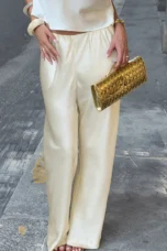 Seraphine | Satin Weave Wide Leg Trousers