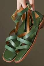 Nora | Woven Leather Ankle Buckle Sandals