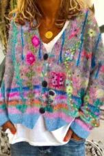 Jeannette | Hand-Painted Floral Cardigan