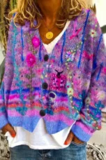 Jeannette | Hand-Painted Floral Cardigan
