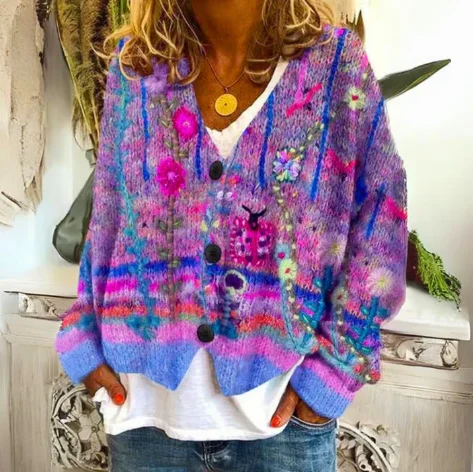 Jeannette | Hand-Painted Floral Cardigan