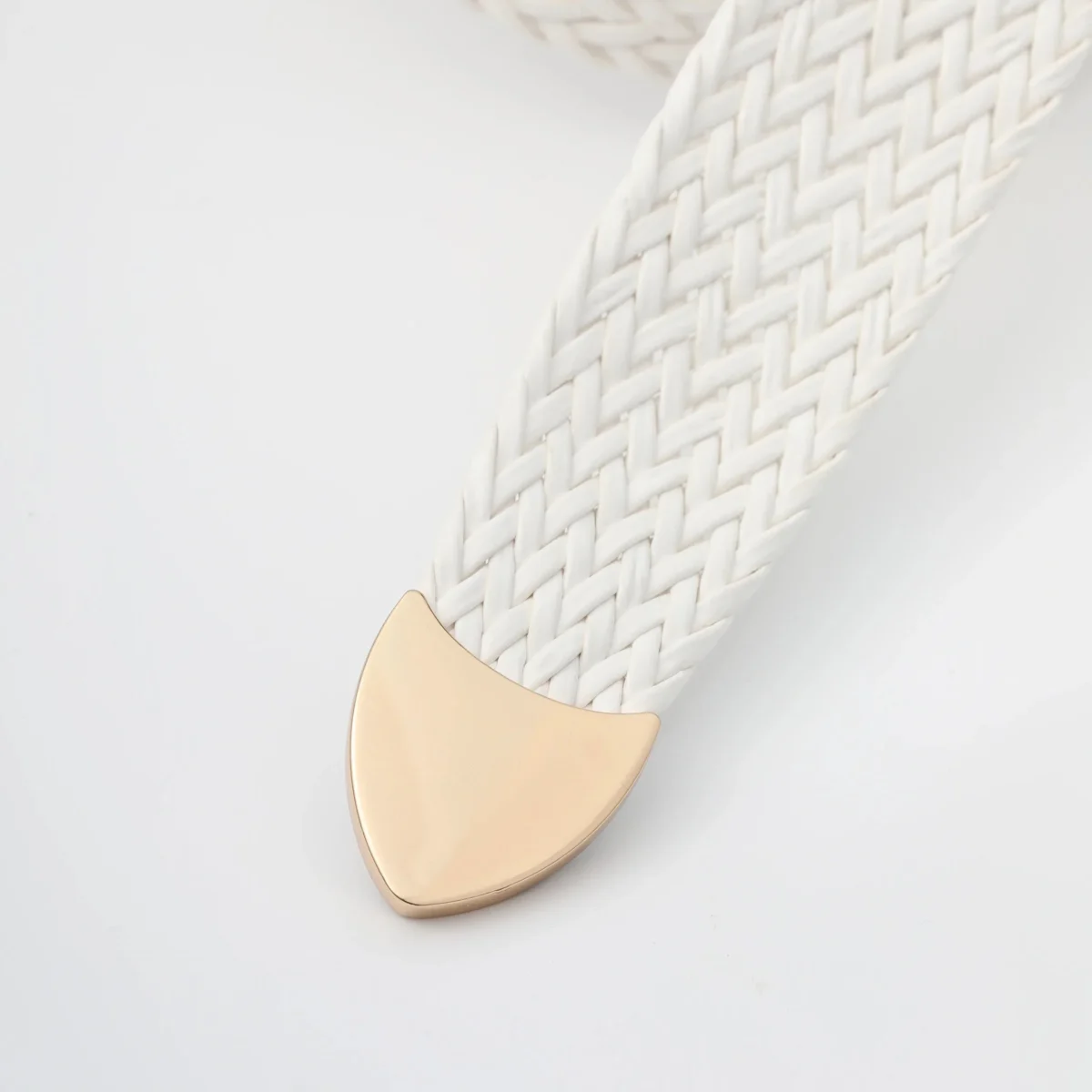 Woven Stretch Belt, Hooked Gold Buckle