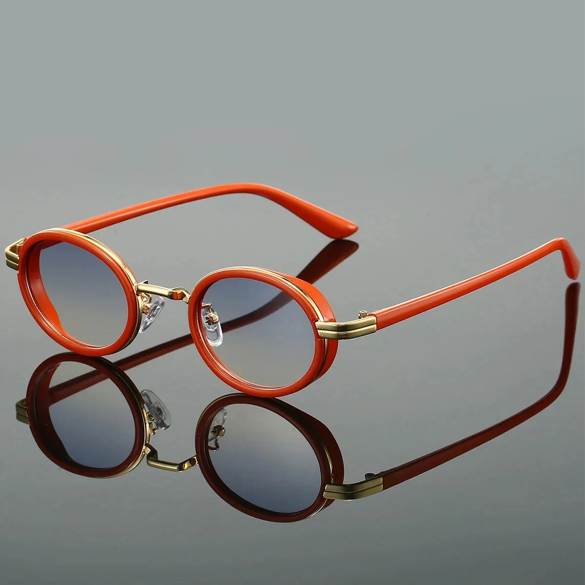 Slim Rim Oval Metal Sunglasses