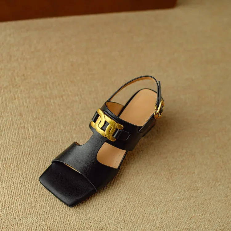 Hortensia | Chain Detail Block Heel Sandals