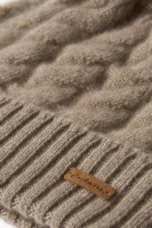 Hand-Knit Cashmere Beanie, Fur Pom