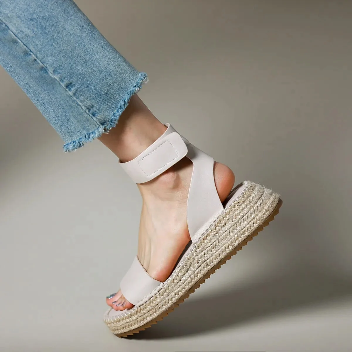 Zulma | Leather Strap Platform Espadrilles
