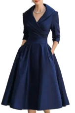 Antonia | Satin Lapel Collar Evening Dress