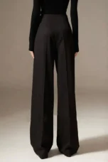 Octavie | Draped Cotton Wide Leg Trousers