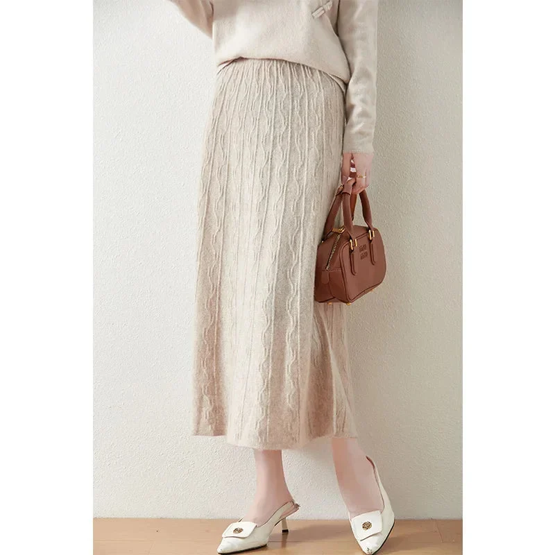 Olympia | Merino Wool Knit A-Line Skirt