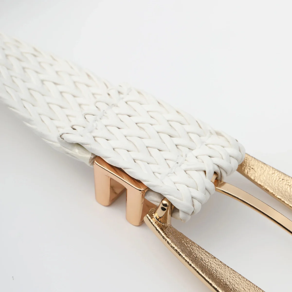 Woven Stretch Belt, Hooked Gold Buckle