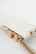 Woven Stretch Belt, Hooked Gold Buckle