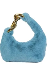Faux Fur Crescent Bag, Chain Strap