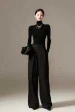 Octavie | Draped Cotton Wide Leg Trousers