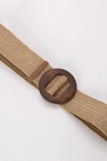 Woven Straw Belt, Wood Ring Buckle