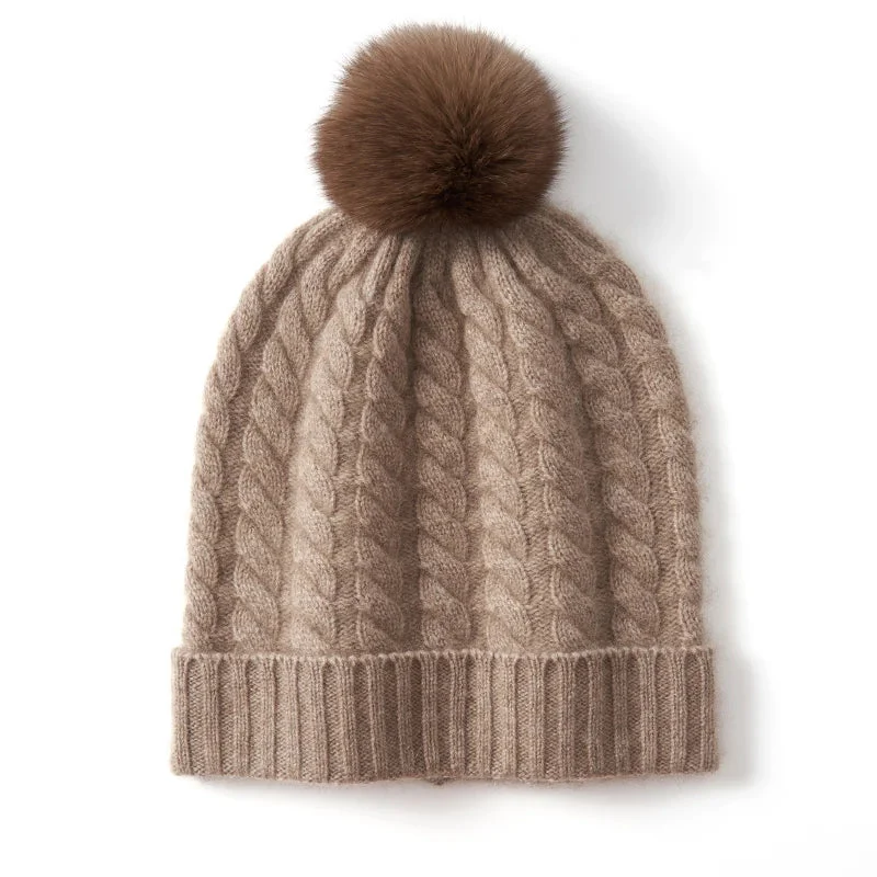 Fine Knit Cashmere Pom Beanie