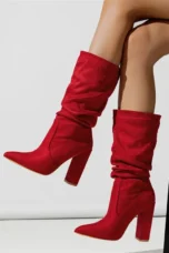 Therese | Pleated Suede Heel Boots
