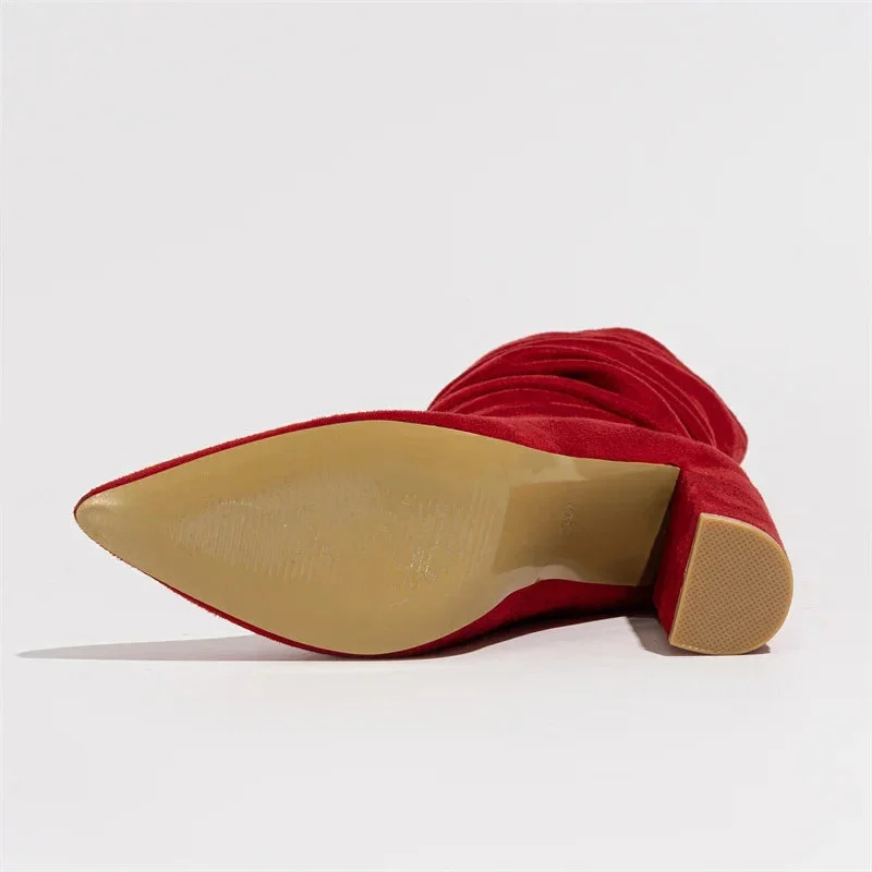 Therese | Pleated Suede Heel Boots