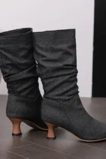 Agathe | Mid-Calf Slip-On Heel Boots
