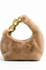 Faux Fur Crescent Bag, Chain Strap