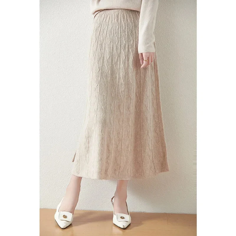 Olympia | Merino Wool Knit A-Line Skirt