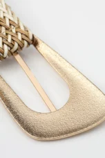 Woven Stretch Belt, Hooked Gold Buckle