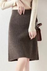 Rejeanne | Ribbed Merino Wool Midi Skirt