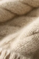 Hand-Knit Cashmere Beanie, Fur Pom