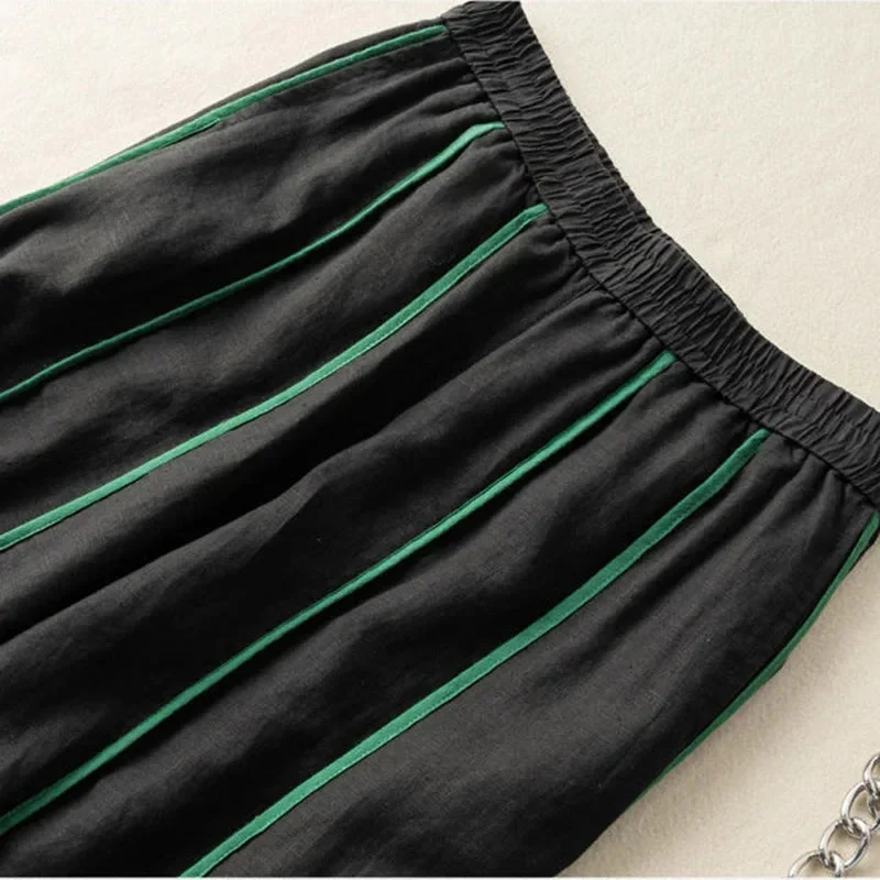 Muguette | Striped Linen Blend Wide Leg Pants