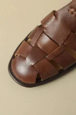 Arminda | Woven Leather T-Strap Sandals