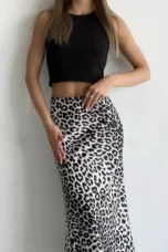 Alexandrine | Leopard Print Satin Skirt