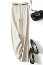 Adelia | 50% Wool Belted Wide Leg Trousers