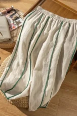 Muguette | Striped Linen Blend Wide Leg Pants