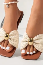 Elinor | Metal Trim Slide Sandals
