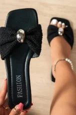 Elinor | Metal Trim Slide Sandals
