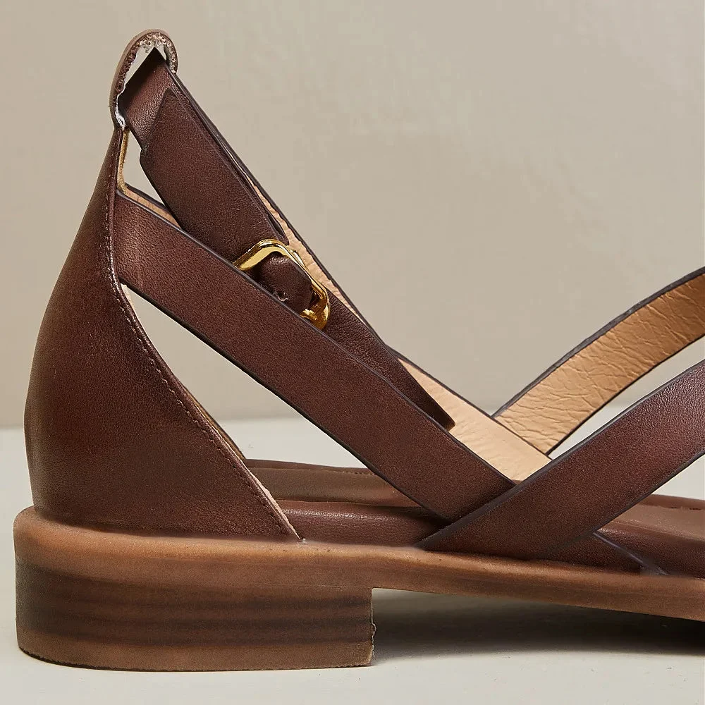 Nora | Woven Leather Ankle Buckle Sandals