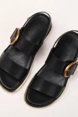 Valeria | Cross Strap Gold Buckle Sandals