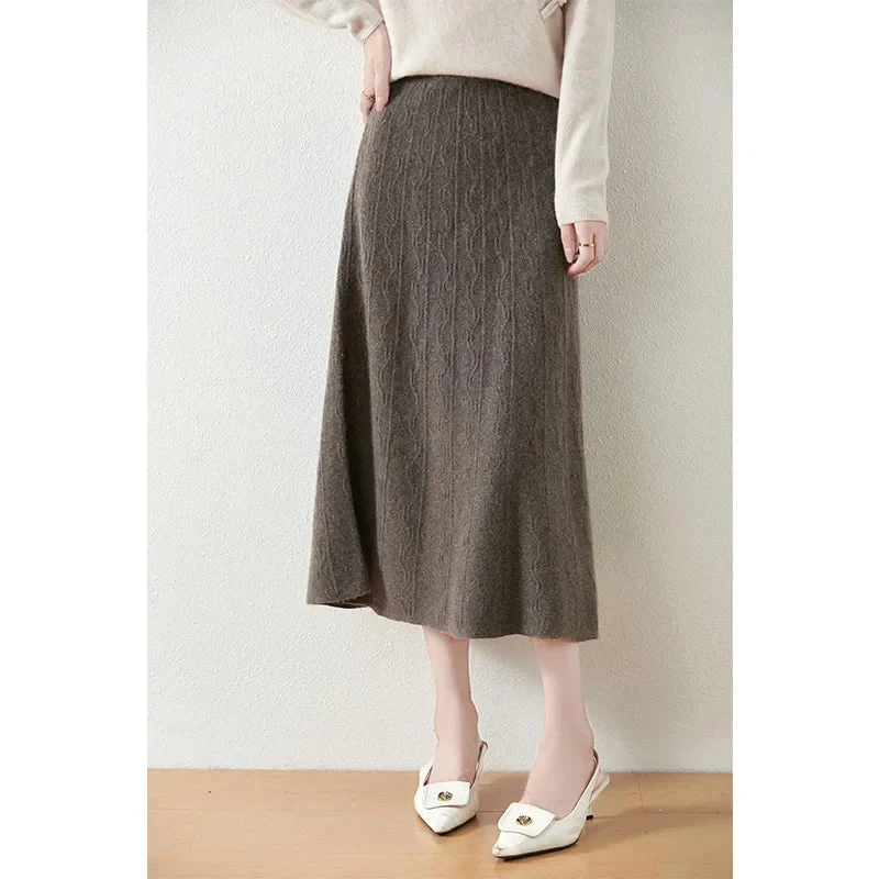 Olympia | Merino Wool Knit A-Line Skirt