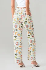 Marcelina | Printed Denim Straight Leg Jeans