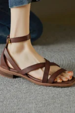 Nora | Woven Leather Ankle Buckle Sandals