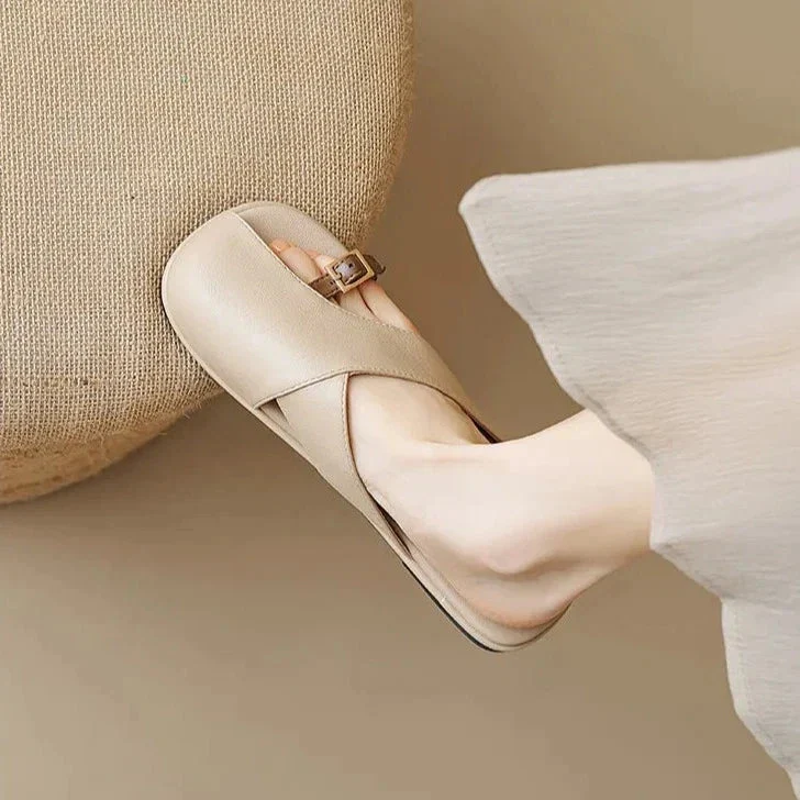 Luella | Sculpted Leather Footbed Sandals