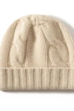 100% Cashmere Cable Knit Beanie